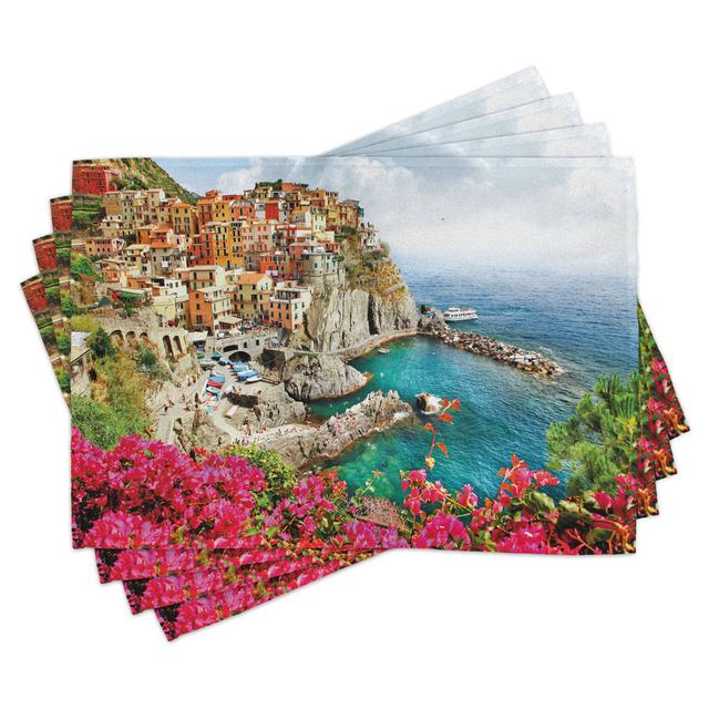 Place Mats Set of 4, Cinque Terre Beach Coast, Multicolor (Set of 4) East Urban Home on Productcaster.