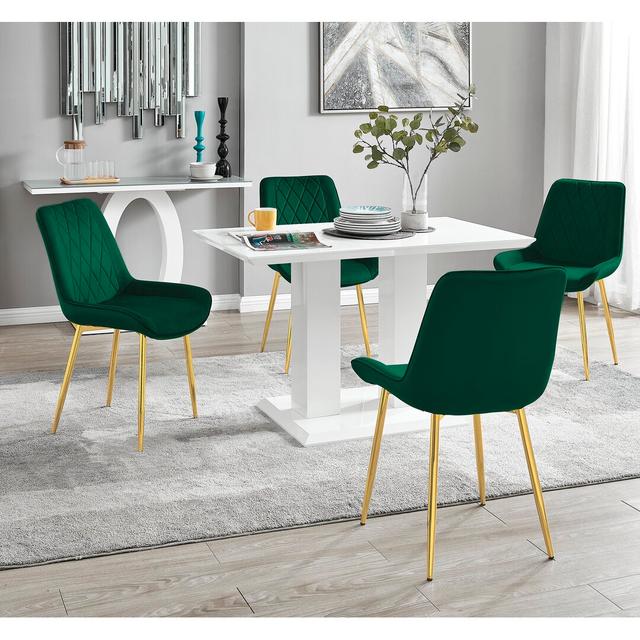 Chowchilla Dining Set with 4 Chairs Canora Grey Colour (Chair): Green/Gold on Productcaster.