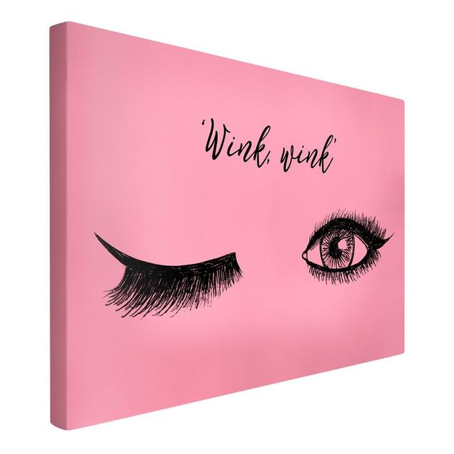 Eyelash Chat Wink - Wrapped Canvas Typography Happy Larry Size: 60cm H x 90cm W on Productcaster.