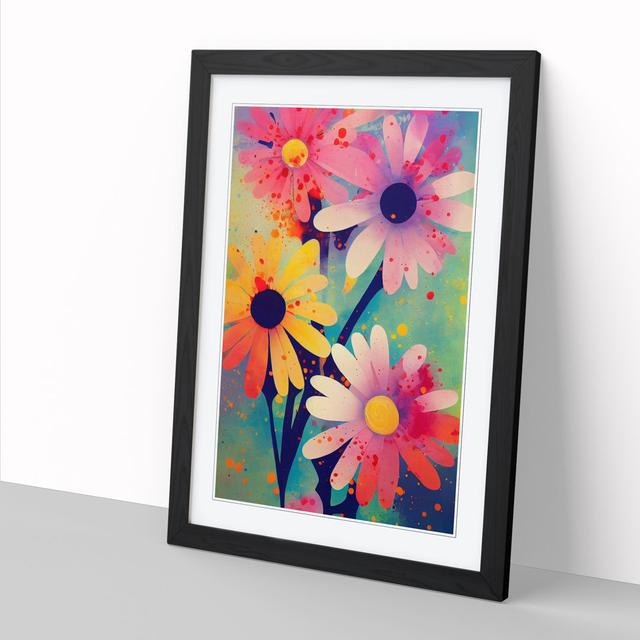 Reinold Daisy Flower Paint Splatter Vol.1 - Picture Frame Print Marlow Home Co. Size: 46cm H x 34cm W x 2cm D, Frame Option: Walnut on Productcaster.