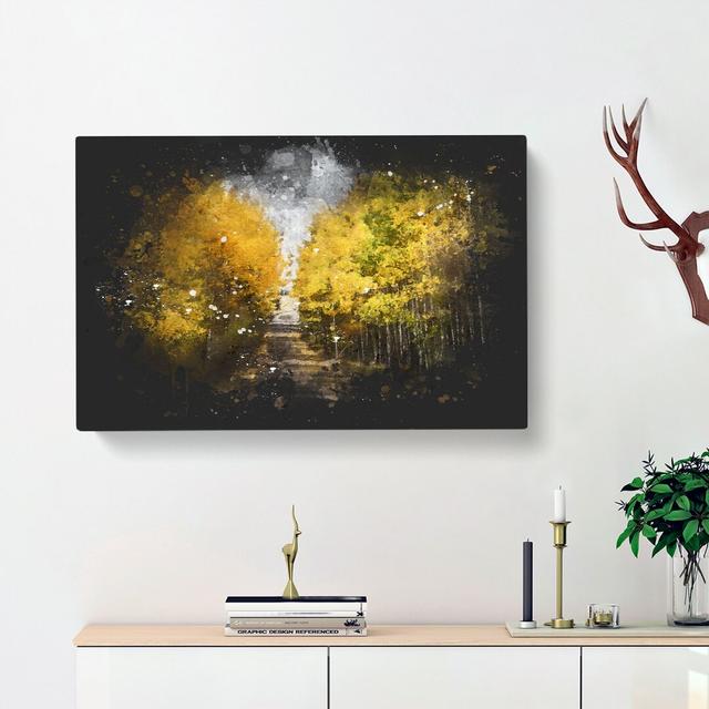 Road Through a Yellow Forest - Wrapped Canvas Painting Print East Urban Home Size: 50cm H x 76cm W x 3cm D on Productcaster.