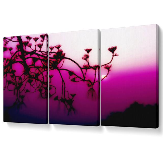 Pink Haze - 3 Piece Wrapped Canvas Graphic Art Rosalind Wheeler Size: 81.3cm H x 163cm W on Productcaster.