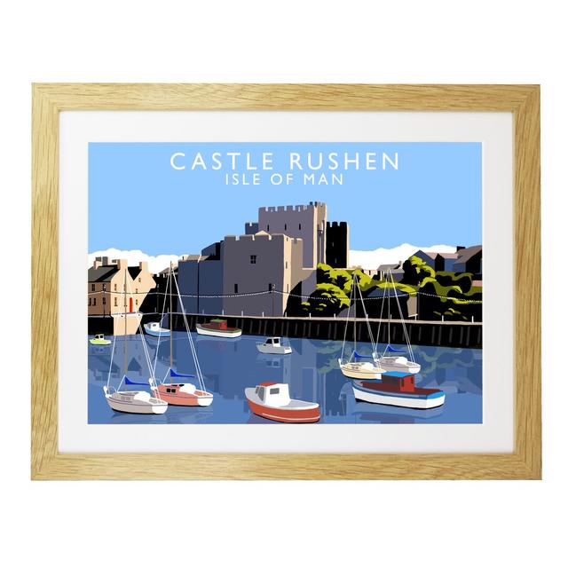 Castle Rushen 2 by Richard O'Neil - Graphic Art Print on Paper East Urban Home Size: 44 cm H x 54 cm W x 2.2 cm D, Format: Oak Wood Frame on Productcaster.