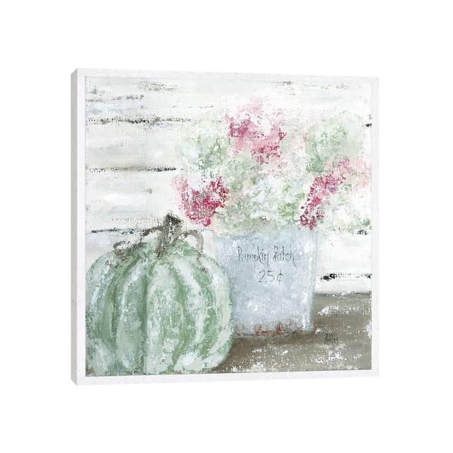 Green Pumpkin Floral by Ashley Bradley - Print on Canvas August Grove Format: White Framed, Size: 93.98cm H x 93.98cm W x 3.81cm D on Productcaster.