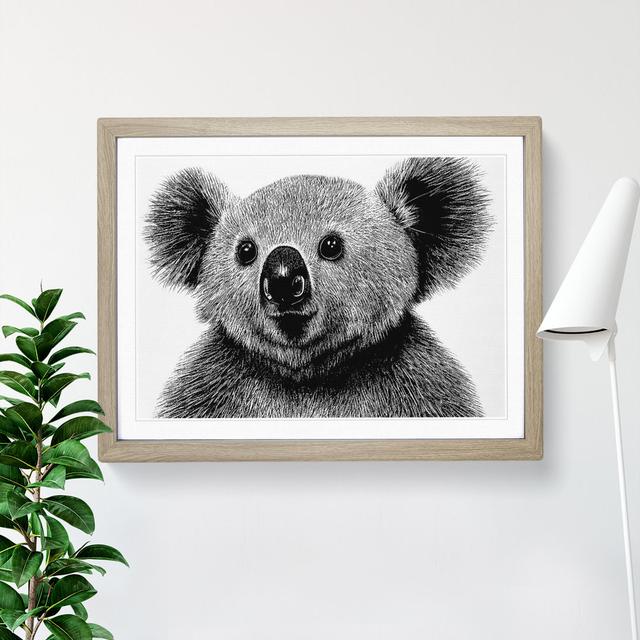 Monochrome Koala Bear Vol.5 - Single Picture Frame Print 17 Stories Size: 25cm H x 34cm W x 2cm D, Frame Colour: Oak Framed on Productcaster.