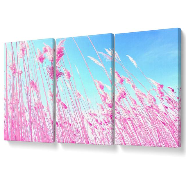 Grass on Beach - 3 Piece Wrapped Canvas Graphic Art Ebern Designs Size: 142.2cm H x 304.8cm W on Productcaster.