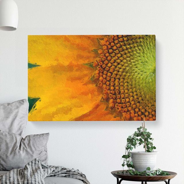 Petals of the Yellow Sunflower - Wrapped Canvas Painting Print East Urban Home Size: 50cm H x 76cm W x 3cm D on Productcaster.