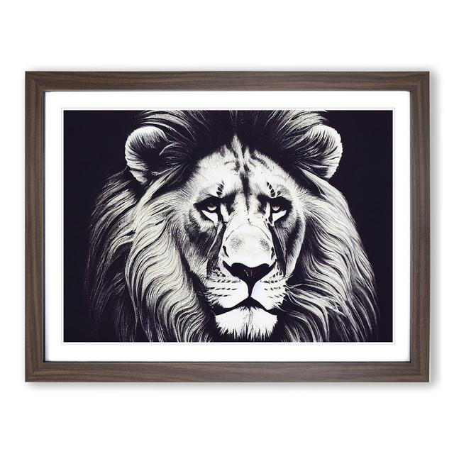 Select Lion - Picture Frame Painting 17 Stories Size: 46cm H x 64cm W x 2cm D, Frame Colour: Walnut on Productcaster.