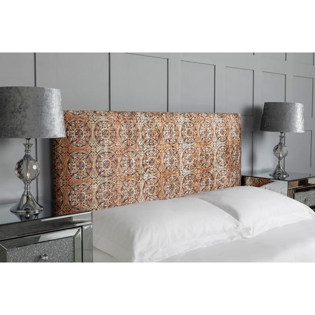 Upholstered Headboard, Medallion Marble Velvet Designer Fabric, Made In England Latitude Vive Upholstery: Grey, Size: Small Single (2'6) on Productcaster.