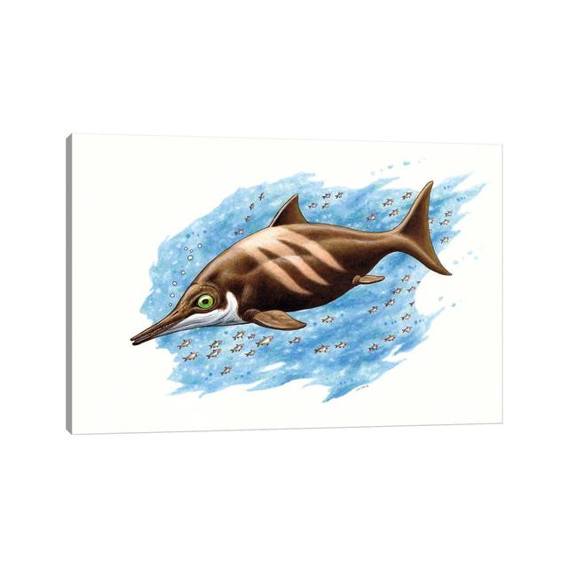 Ichthyosaurus auf weißem Hintergrund von Esther Van Hulsen - Galerie-verpackte Leinwand Giclée Beachcrest Home Größe: 66,04 cm H x 101,6 cm B, Format: on Productcaster.