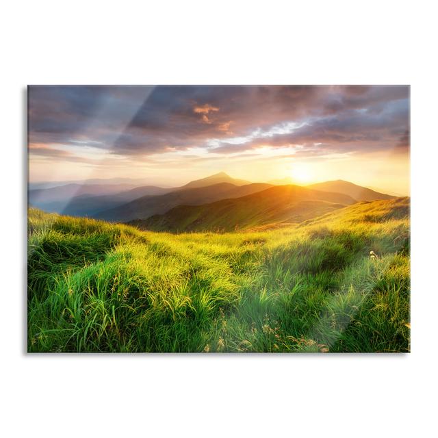 Summer Mountain Meadow Sunset - Wrapped Canvas Print Alpen Home Size: 70cm H x 100cm W x 0.4cm D on Productcaster.