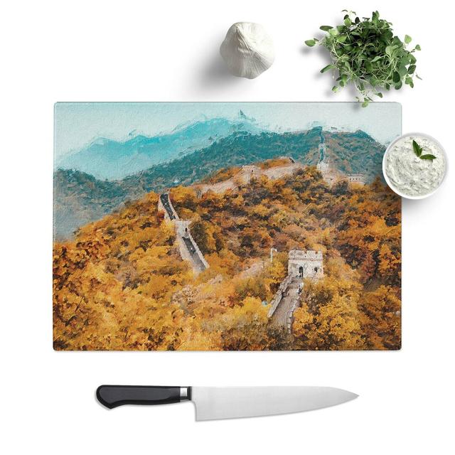 Tempered Glass The Great Wall of China Chopping Board East Urban Home Size: 39 cm W x 28.5 cm L on Productcaster.