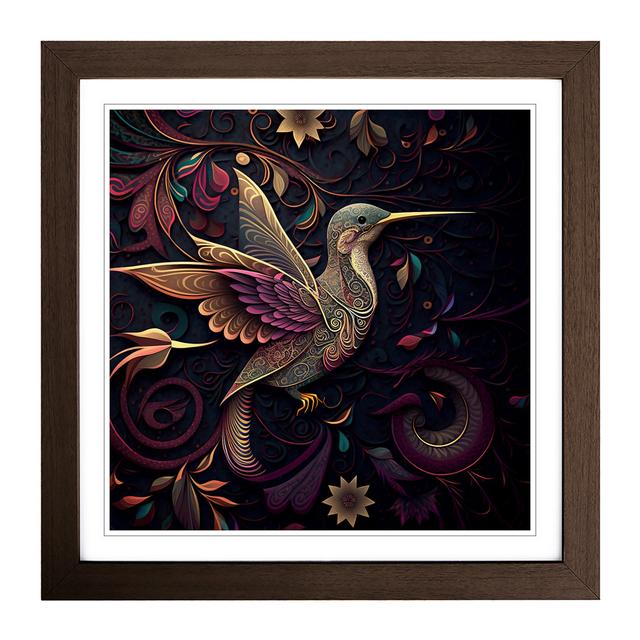 Hummingbird Paisley - Single Picture Frame Print on Wood Marlow Home Co. Format: Walnut on Productcaster.