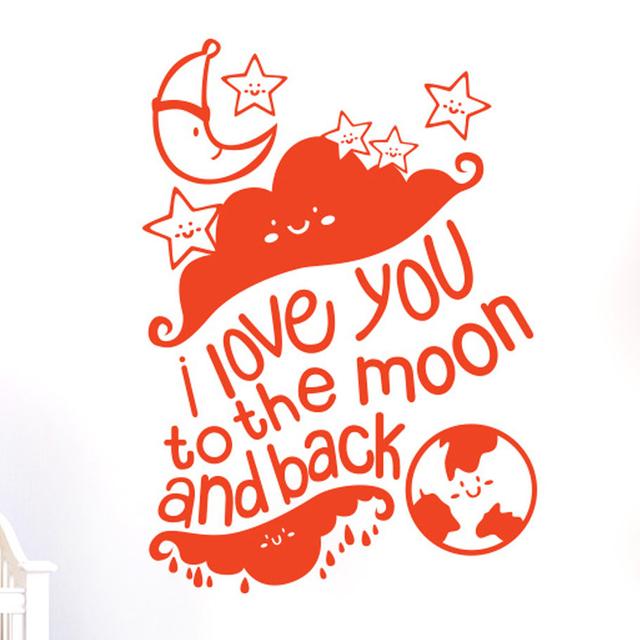 I Love You to the Moon and Back with Stars Wall Sticker East Urban Home Size: Medium, Colour: Orange on Productcaster.