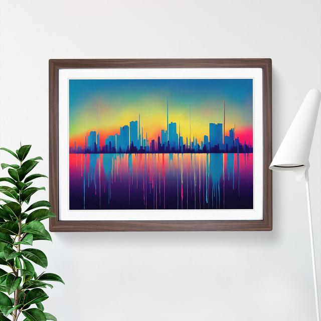 Splashed Skyscraper Skyline Vol.3 Abstract - Picture Frame Painting 17 Stories Frame Colour: Walnut, Size: 25cm H x 34cm W x 2cm D on Productcaster.