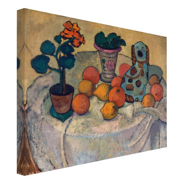 Still Life with Oranges and Stoneware Dog by Paula Modersohn-Becker - Wrapped Canvas Art Prints Rosalind Wheeler Size: 75cm H x 100cm W on Productcaster.