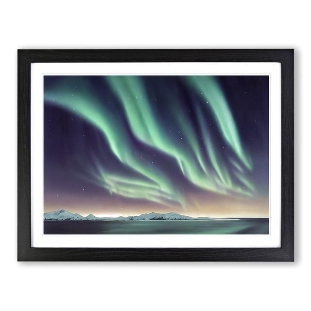 Luminous Aurora Borealis - Picture Frame Graphic Art 17 Stories Size: 25cm H x 34cm W x 2cm D, Frame Colour: Black on Productcaster.