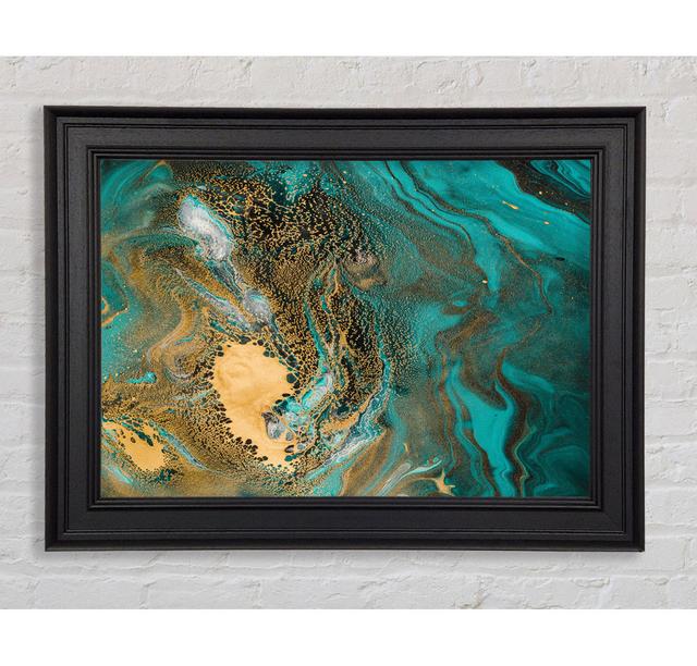 Turquoise And Teal Oil Flow - Single Picture Frame Art Prints Canora Grey Size: 42Cm H x 59.7cm W x 8cm D on Productcaster.