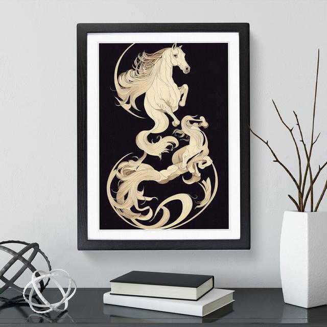 XV1022-787X Art Nouveau Horse No.1 - Single Picture Frame Print Natur Pur Frame Colour: Black, Size: 34cm H x 25cm W on Productcaster.