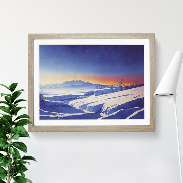 XH1022-10237X Winter Landscape Sunset Vol.3 - Single Picture Frame Painting Marlow Home Co. Format: Oak Framed, Size: 34cm H x 46cm W x 2cm D on Productcaster.