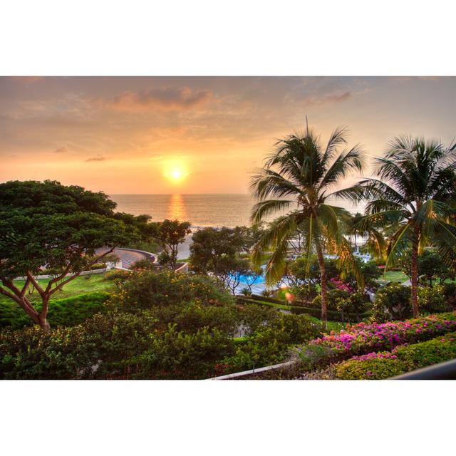 Sunset At Tropical Resort - Wrapped Canvas Print 17 Stories Size: 30cm H x 46cm W x 3.8cm D on Productcaster.