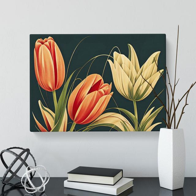 Deco Tulip Flowers Vol.2 - Wrapped Canvas Painting Marlow Home Co. Size: 40cm H x 60cm W x 3cm D on Productcaster.