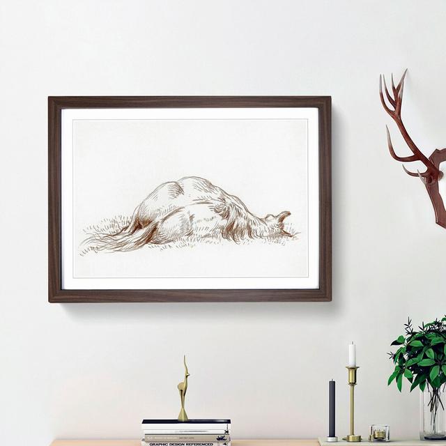 Sleeping Horse by Jean Bernard - Picture Frame Drawing Print East Urban Home Size: 36cm H x 48cm W x 2cm D, Frame Option: Walnut Framed on Productcaster.