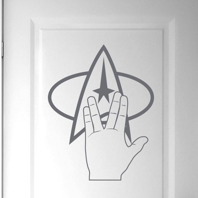 Star Trek Logo and Hand Door Room Wall Sticker Maturi Colour: Grey on Productcaster.