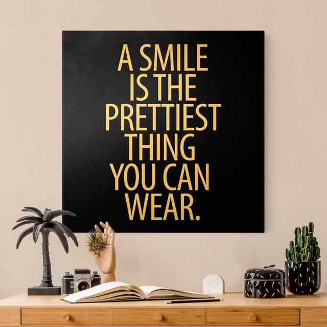 Gold - A Smile Is The Prettiest Thing Sans Serif Wall Art on Canvas Maturi on Productcaster.