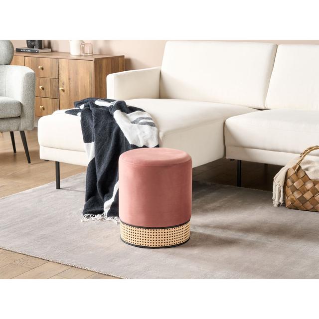 Amanat 35cm Wide Velvet Round Solid Colour Pouffe Ottoman 17 Stories Upholstery Colour: Pink on Productcaster.