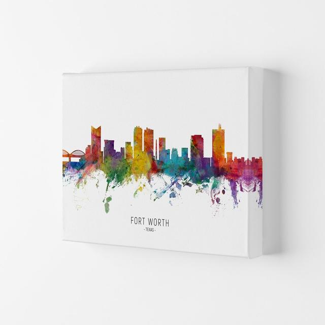 Fort Worth Texas Skyline by Michael Tompsett - Graphic Art Latitude Run Format: Wrapped Canvas, Size: 59.4cm H x 84cm W x 4cm D on Productcaster.