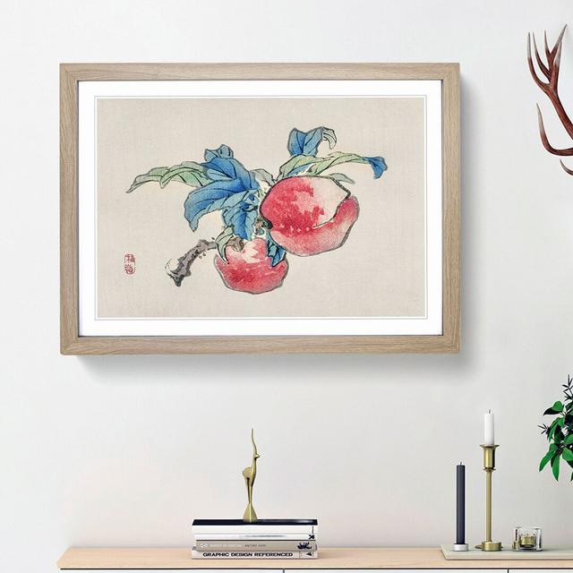 Peaches by Kono Bairei - Picture Frame Painting Print East Urban Home Frame Option: Oak Framed, Size: 27cm H x 36cm W x 2cm D on Productcaster.