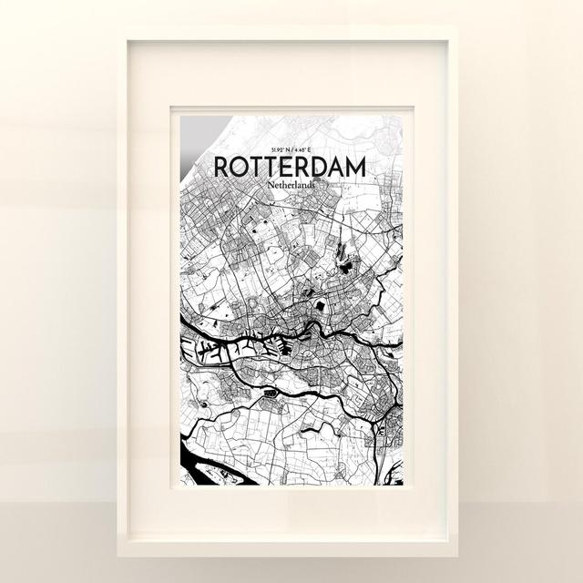 Rotterdam City Map in Ink - Unframed Graphic Art Borough Wharf Size: 17cm H x 11cm W x 0.05cm D on Productcaster.