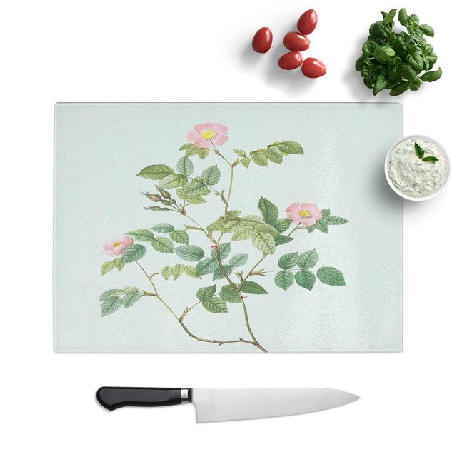 Tempered Glass Wild Pink Roses by Pierre-Joseph Redoute Chopping Board East Urban Home Size: 39 cm W x 28.5 cm L on Productcaster.