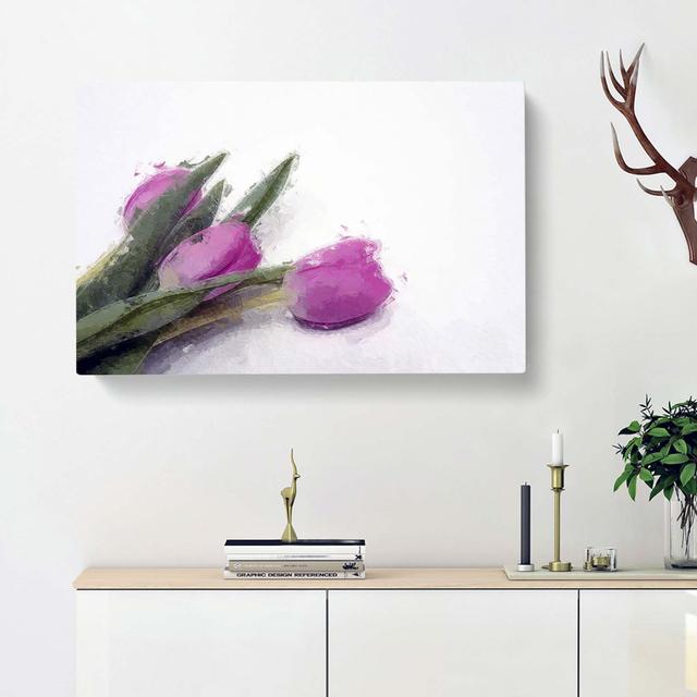 Lilac Tulip Flowers In Abstract - Wrapped Canvas Painting East Urban Home Size: 35cm H x 50cm W x 3cm D on Productcaster.