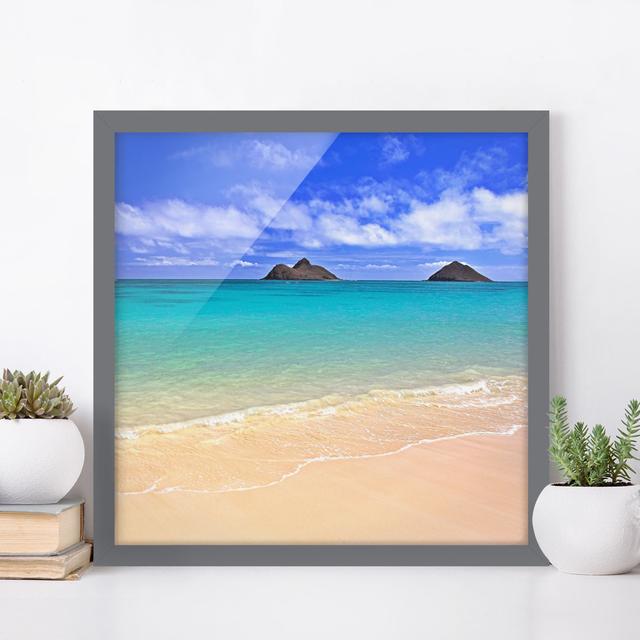 Picture With Frame - Paradise Beach - Square 1:1 Highland Dunes Size: 50cm H x 50cm W x 2cm D, Frame Option: Grey Framed on Productcaster.