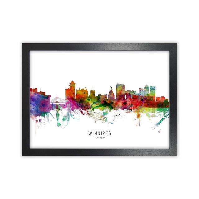 Winnipeg Canada Skyline by Michael Tompsett - Graphic Art Ebern Designs Format: Black Framed, Size: 25cm H x 34cm W x 3cm D on Productcaster.