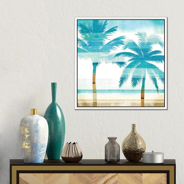 Beachscape Palms III by Michael Mullan - Wrapped Canvas Painting Print Highland Dunes Size: 45.72cm H x 45.72cm W x 3.8cm D, Format: White Floater Fra on Productcaster.