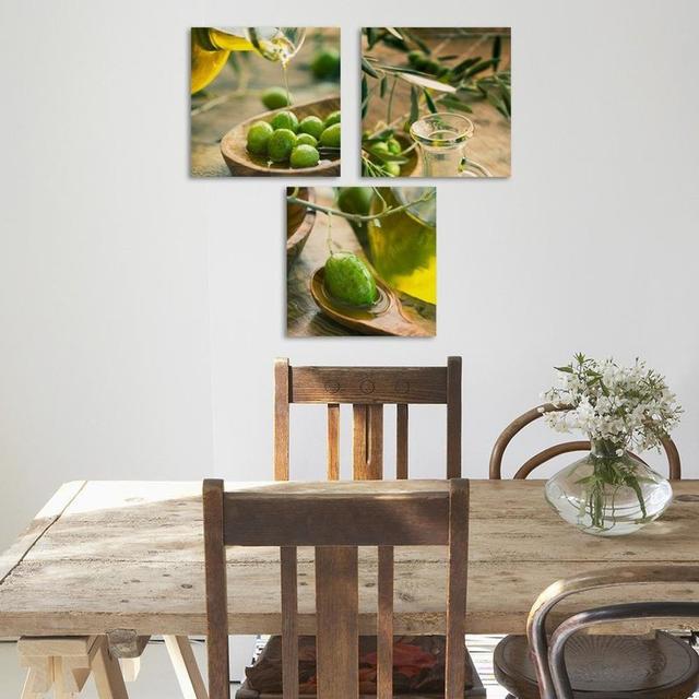 Triptych for the Kitchen Olives - 3 Piece Wrapped Canvas Photograph Print Set 17 Stories Size: 70cm H x 210cm W on Productcaster.