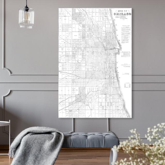 'Map of Chicago Silver' Graphic Art on Wrapped Canvas East Urban Home Size: 76.2 cm H x 50.8 cm W on Productcaster.