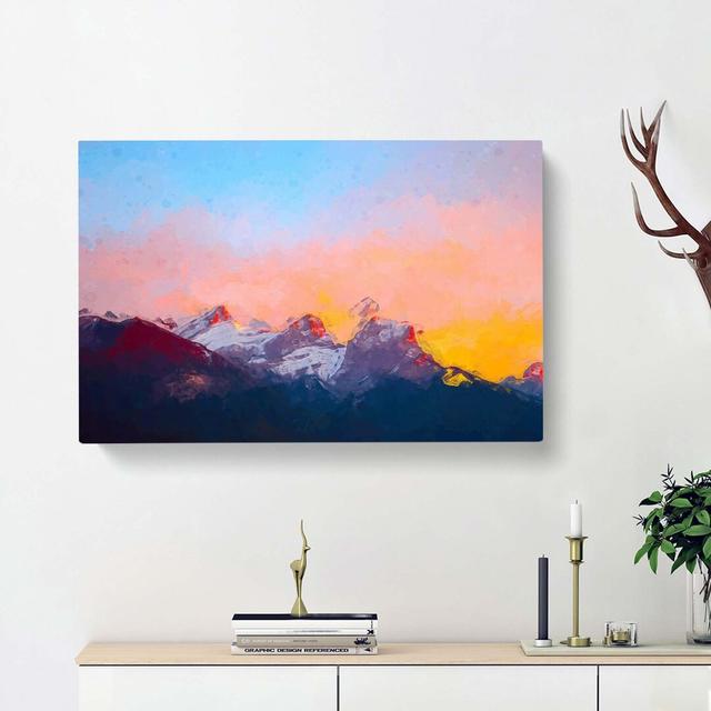 Mountains At Dusk In Canada In Abstract - Wrapped Canvas Painting East Urban Home Size: 35cm H x 50cm W x 3cm D on Productcaster.