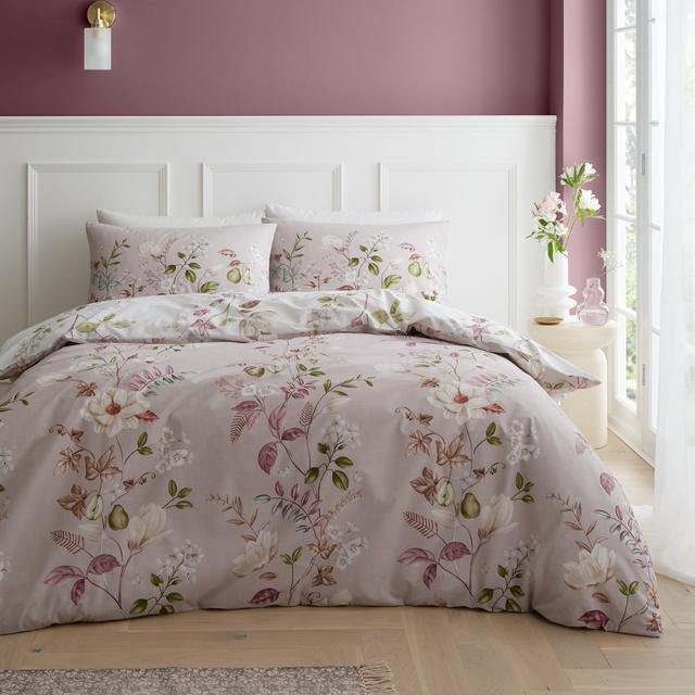 Francesca Floral 200 Thread Count Cotton Reversible Duvet Cover Set Bianca Cotton Size: Double Duvet Cover + 2 Standard Pillowcases on Productcaster.