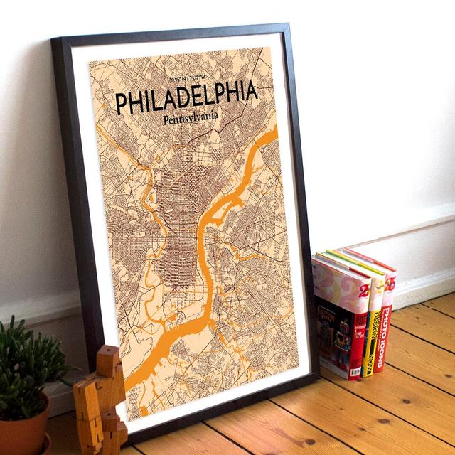 Philadelphia City Map - Unframed Graphic Art Print on Paper East Urban Home Size: 70.1cm H x 50cm W x 0.13cm D on Productcaster.