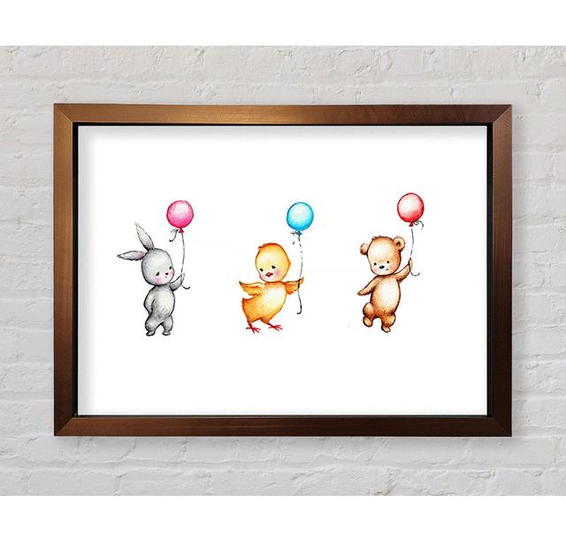 Tierische Ballonfamilie - Druck Roomie Kidz Größe: 59,1 cm H x 84,1 cm B x 3,4 cm T, Format: Ventura Bronze Gerahmtes Papier on Productcaster.