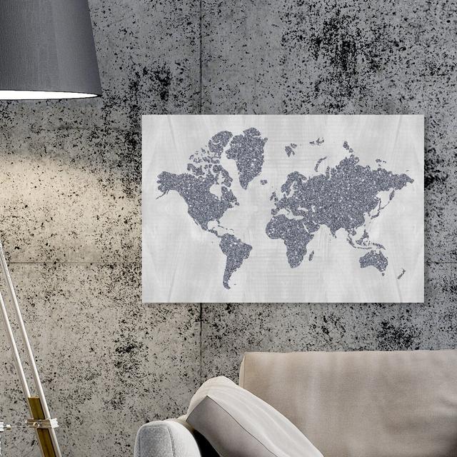 'World in Silver' Graphic Art on Wrapped Canvas East Urban Home Size: 25.4 cm H x 38.1 cm W on Productcaster.