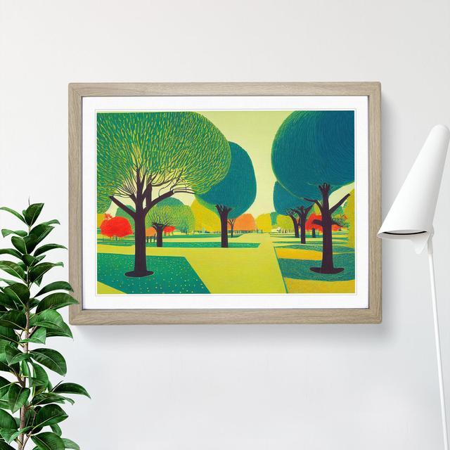 Trees in a Park - Picture Frame Painting Marlow Home Co. Frame Colour: Oak, Size: 25cm H x 34cm W x 2cm D on Productcaster.