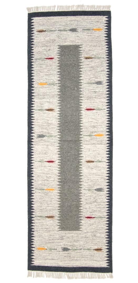 One-of-a-Kind Lydie Hand-Knotted 80 x 250cm Runner Wool Area Rug in Grey Gracie Oaks on Productcaster.