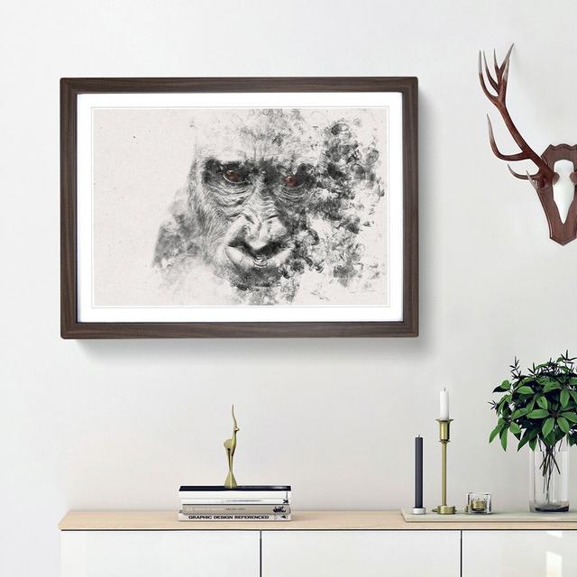 Gorilla with Brown Eyes - Picture Frame Painting Print East Urban Home Size: 36cm H x 48cm W x 2cm D, Frame Option: Walnut Framed on Productcaster.