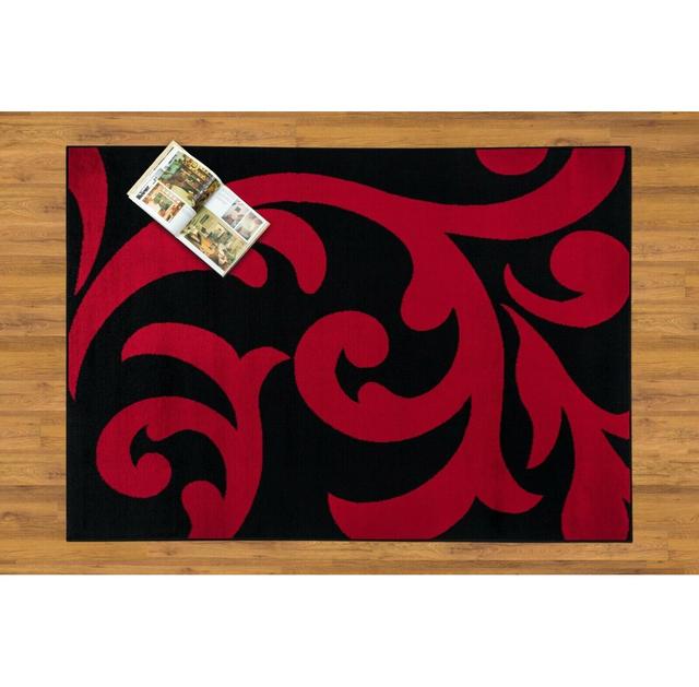 Blanchette Hand Woven Black/Red Area Rug Marlow Home Co. Rug Size: Rectangle 60x110 cm on Productcaster.