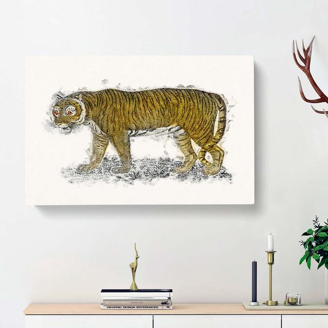 Vintage Tiger Illustration - Wrapped Canvas Painting East Urban Home Size: 50cm H x 76cm W x 3cm D on Productcaster.